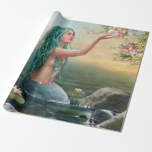 grön haired sjöjungfru presentpapper