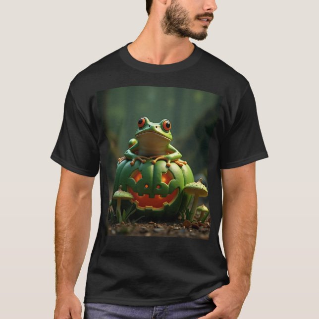 Grön halloween och groda t shirt (Framsida)