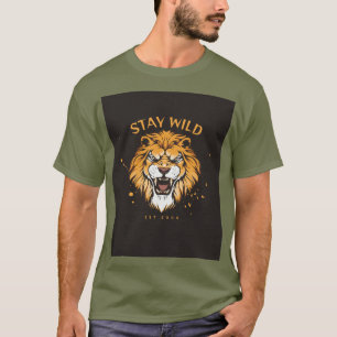 Grön halvärmad T-shirt med Stay Wild-typografi