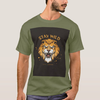 Grön halvärmad T-shirt med Stay Wild-typografi