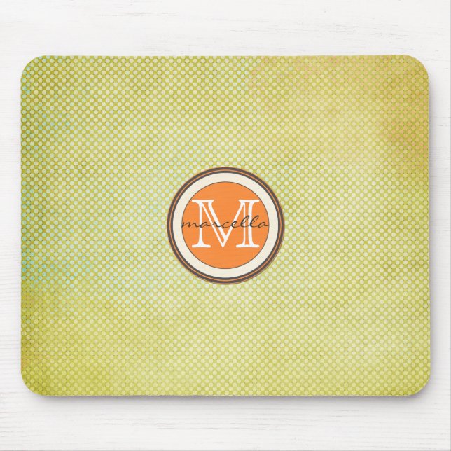 Grön halvtonorangeMonogram Musmatta (Framsidan)