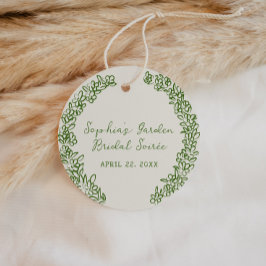 Grön Handritad Blommig Kant Gåvor Etiketter