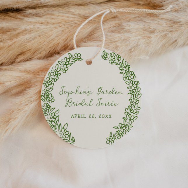 Grön Handritad Blommig Kant Gåvor Etiketter (Skapare uppladdad)