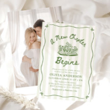 Grön Handritad Ett Nytt Kapitel Börjar Baby Shower