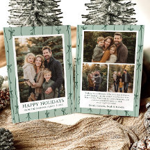Grön Handritad Slinga Jul Familjefoto