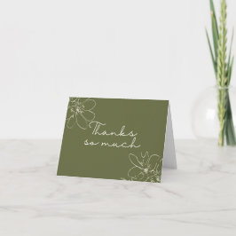 Grön handritad vildblomma "Tack så mycket" Tack Kort