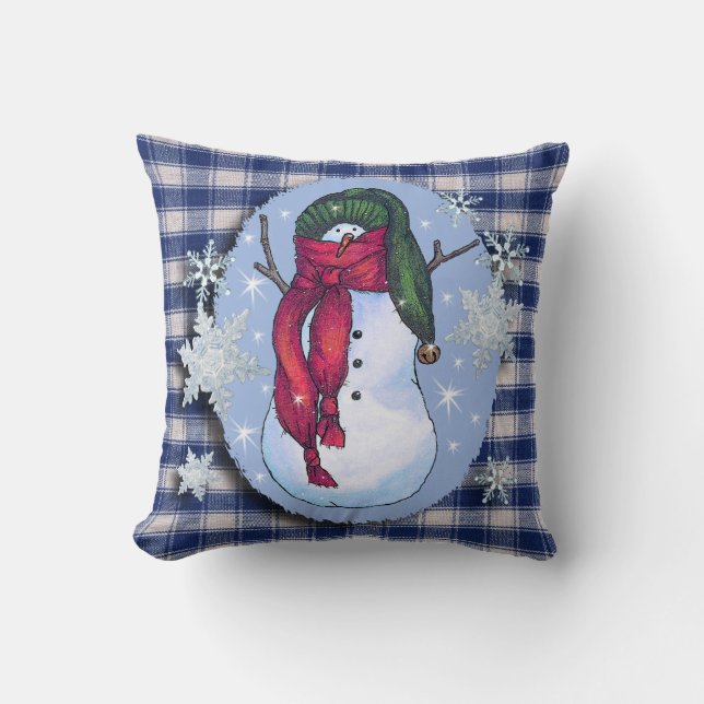 Grön hatt för snögubbe kudde (Framsida)