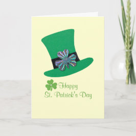 Grön hatt med silverklöver för St. Patricks dag Helgkort