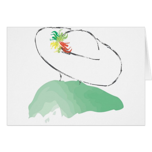 GRÖN HATTDAM HÄLSNINGSKORT (Framsidan Horizontal)