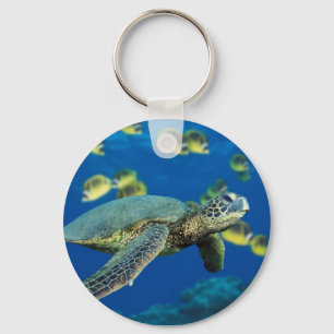 Grön havssköldpadda Keychain Nyckelring