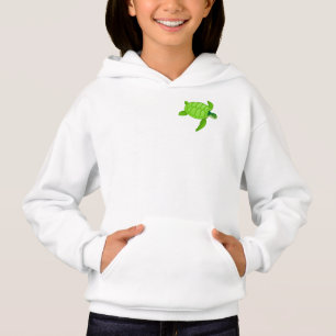 Grön havssköldpadda tjej hoodie t shirt