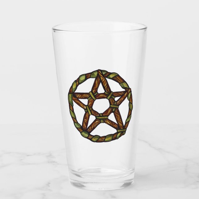 Grön häxa Pagan Pentacle Natur Wicca Glaskopp (Framsida)