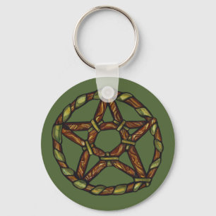 Grön häxa Pagan Pentacle Natur Wicca Nyckelring