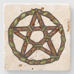 Grön häxa Pagan Pentacle Natur Wicca Stenunderlägg