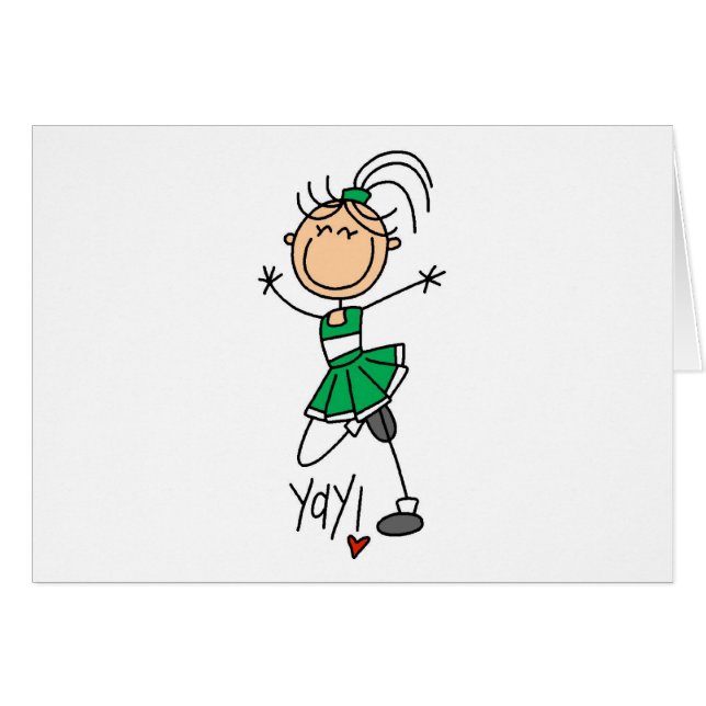 Grön hejaklacksledare hälsningskort (Framsidan Horizontal)