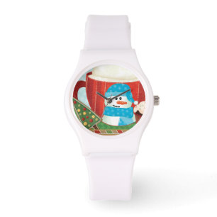 Grön helgdagkopp med varm kakao armbandsur