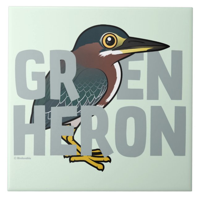 Grön Heron för jumbo Kakelplatta (Framsidan)