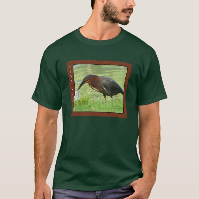 Grön Heron med fiskskjortan Tee (Framsida)
