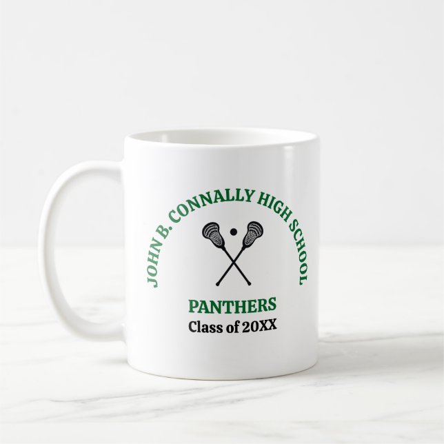 Grön High School Lacrosse Lag Personlig Kaffemugg (Vänster)