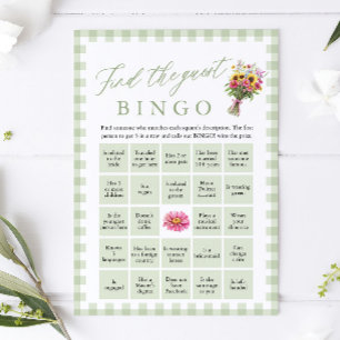 Grön Hitta Gästen Bingo Bröllopsduschspel Inbjudningar
