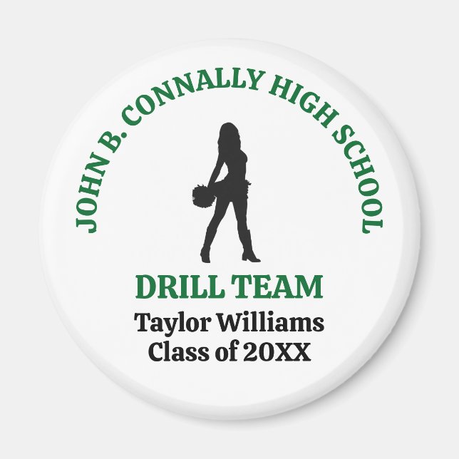 Grön Högstadie Drill Team Dansare Personlig Magnet (Framsidan)