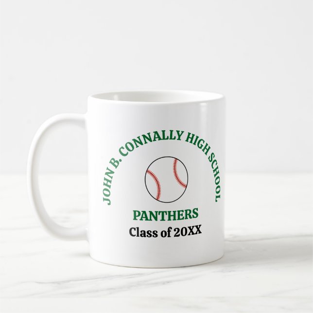 Grön högstadiebasebollspelare Personlig Kaffemugg (Vänster)