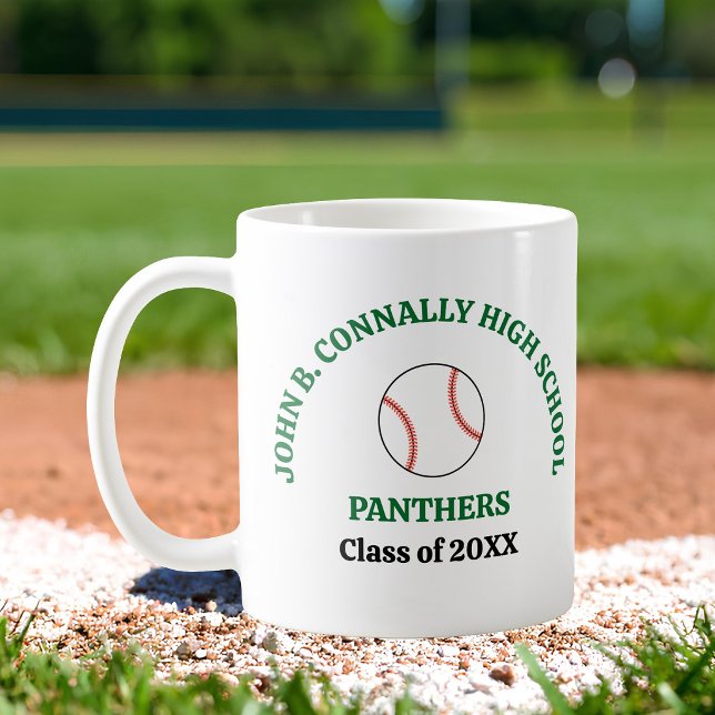 Grön högstadiebasebollspelare Personlig Kaffemugg (Skapare uppladdad)