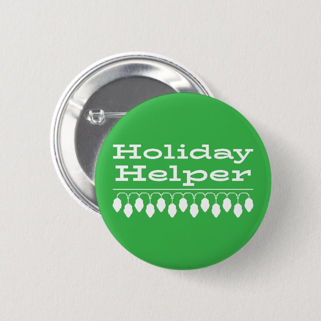 Grön Holiday Helper Glädjebricka Knapp (Framsida & baksida)