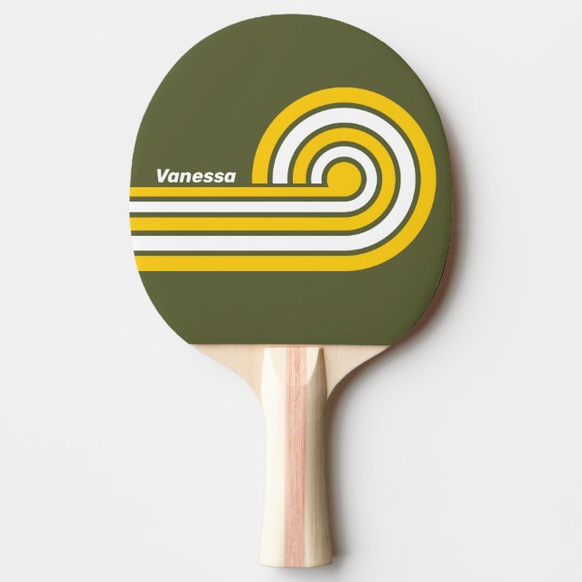 Grön Honung Nostalgisk Lockiga Ränder med Namn Pingisracket (Framsidan)