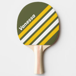 Grön Honung Nostalgisk Vinklad Randig med Namn Pingisracket