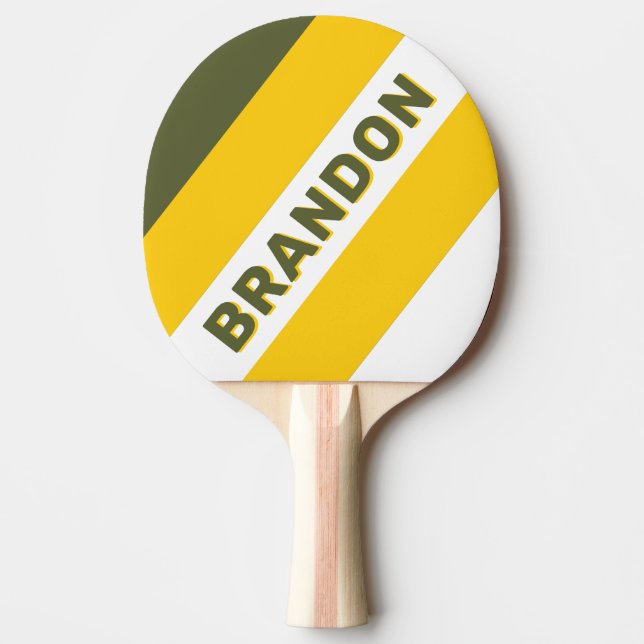 Grön Honung Nostalgiska Kraftiga Ränder med Namn Pingisracket (Framsidan)