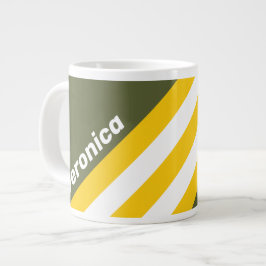 Grön Honung Nostalgiska Ränder med Namn Jumbo Mugg
