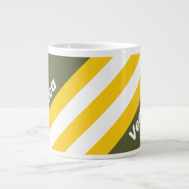 Grön Honung Nostalgiska Ränder med Namn Jumbo Mugg