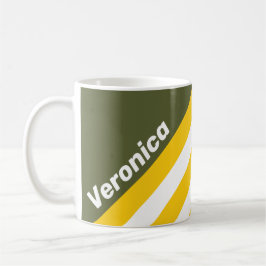 Grön Honung Nostalgiska Ränder med Namn Kaffemugg