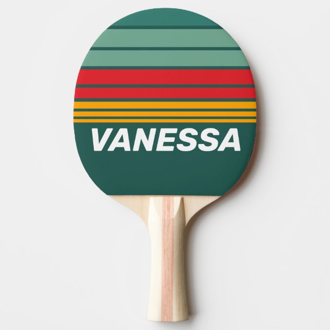 Grön Horisont Ränder med Namn Pingisracket (Framsidan)