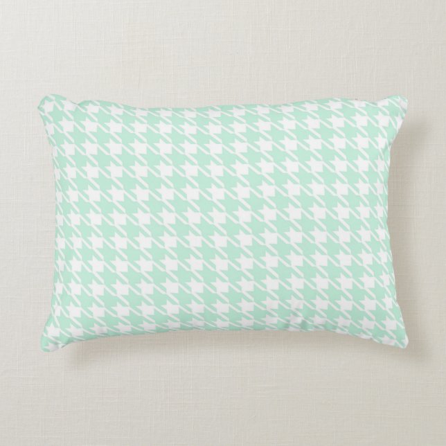 Grön Houndstooth-mönster Modern Hemdekor Prydnadskudde (Framsidan)