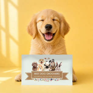 Grön Hund Boutique Söt Vattenfärg Husdjur Märke Visitkort