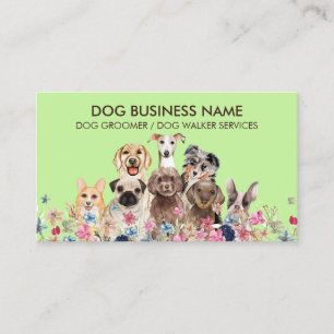 Grön Hund grooming boutique husdjurs sitter valpar Visitkort