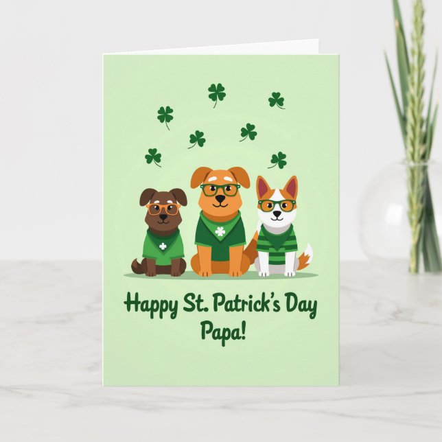 Grön hundmönster St Patricks-kort Kort (Framsida)