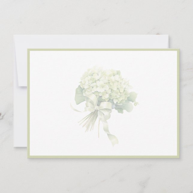 Grön Hydrangea Platt Notkort Anteckningskort (Framsida)
