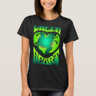 Grön i hjärtat Ekologisk miljövänlig Retro T Shirt