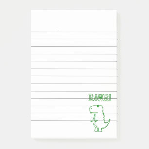 Grön Ilsken T Rex Dino Linjerad Post-it Block