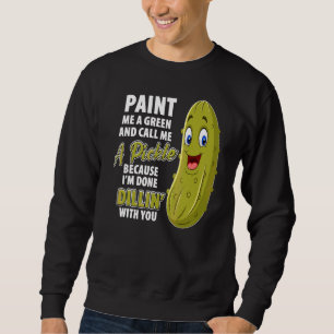 Grön Inlagd Gurka Dillin Skämt Puns Vegetarian Gur Lång Ärmad Tröja