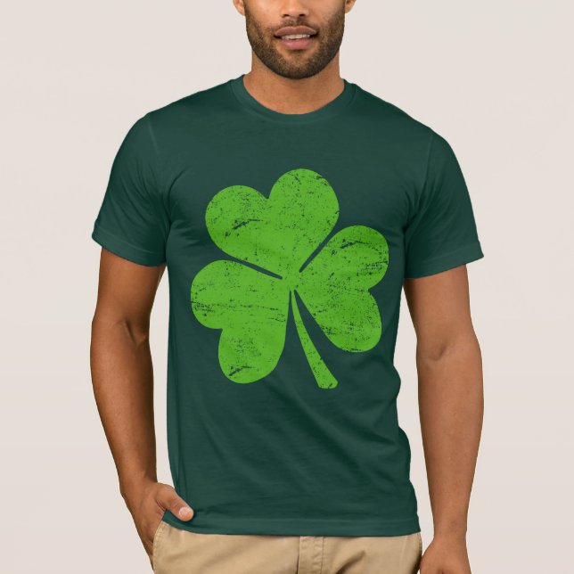 Grön irländsk Shamrock för klassiker T Shirt (Framsida)