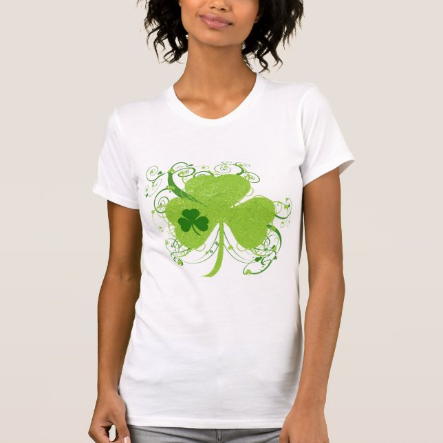 Grön irländsk Shamrock T-shirt (Framsida)