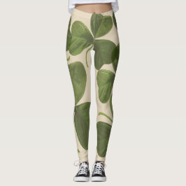 Grön irländsk Shamrockdesign för vår Leggings