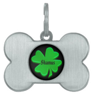 Grön irländsk Shamrockhusdjurmärkre ID-bricka Husdjur