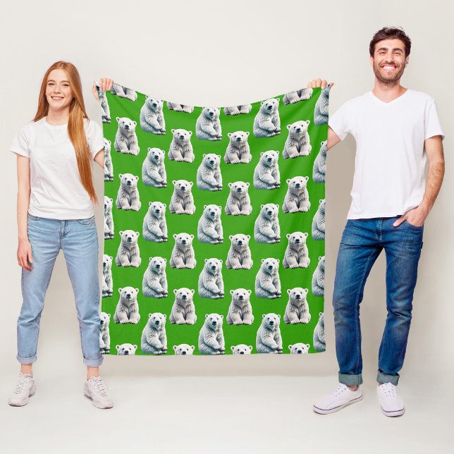Grön isbjörn mönsterdesign  fleecefilt (Skapare uppladdad)