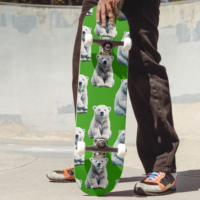 Grön isbjörn mönsterdesign  mini skateboard bräda 18,5 cm (Skapare uppladdad)