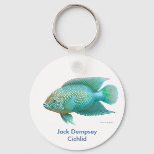Grön jackDempsey Cichlid Nyckelring